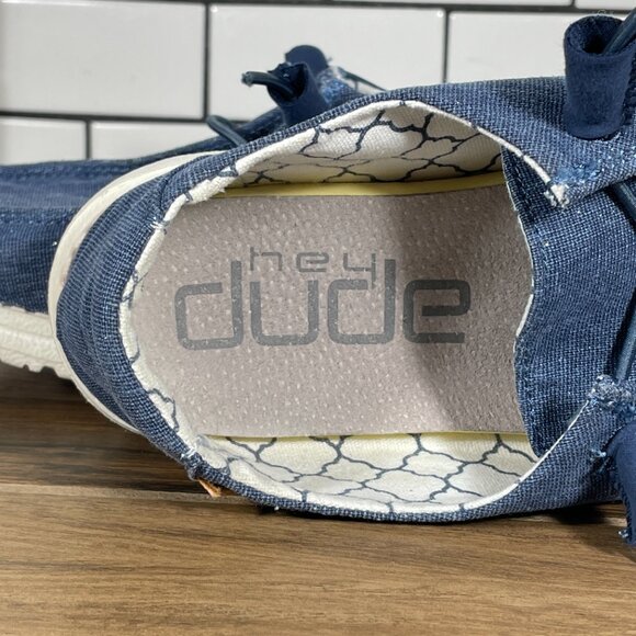 Hey Dude Wendy Womens Size 6 Shoes Sparkling Denim Blue Moc Toe Comfort Slip On - Picture 11 of 13